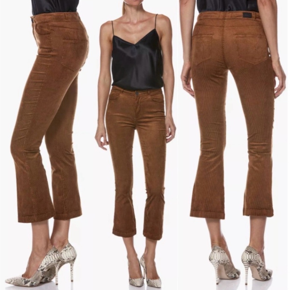 PAIGE Collette Crop Flare Brown Corduroy